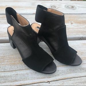 Black peeptoe over the ankle heels.